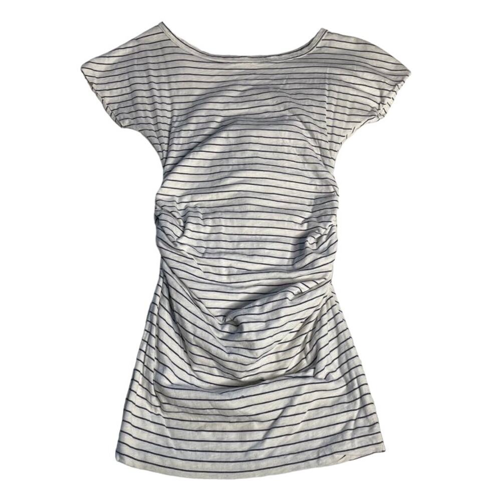 SUNDRY White Navy Striped Maternity Tunic Small Short Sleeve 1 Mini Dress